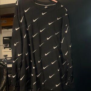 Nike Black Long Sleeve with White Swoosh Design